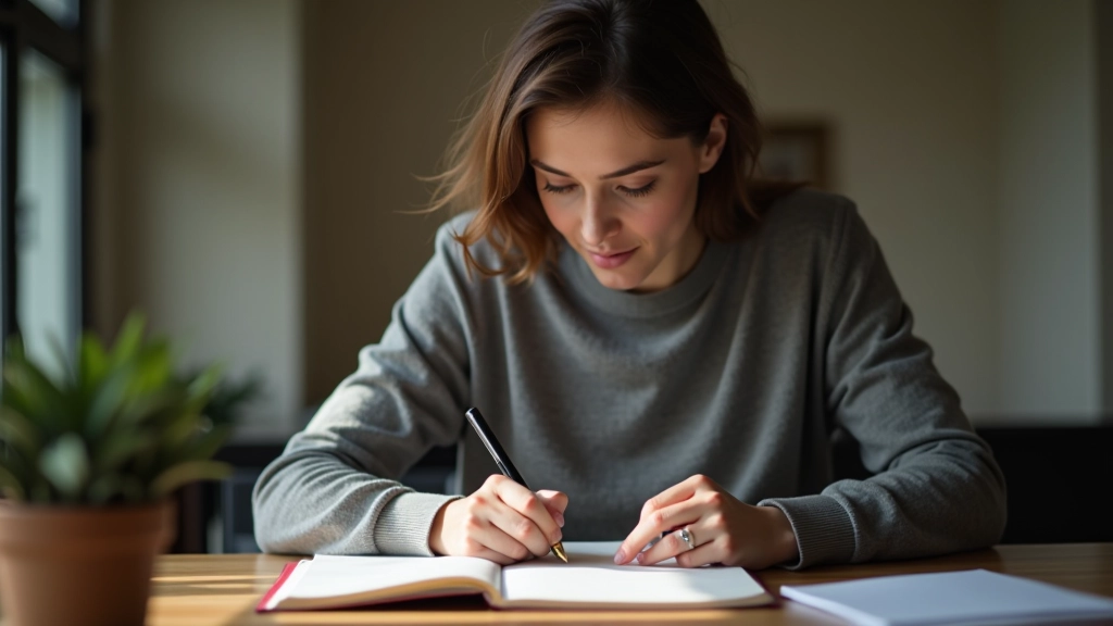 Osoba se zaměřuje na své emoce během deníku